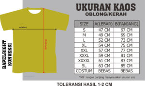 Size Chart Kaos