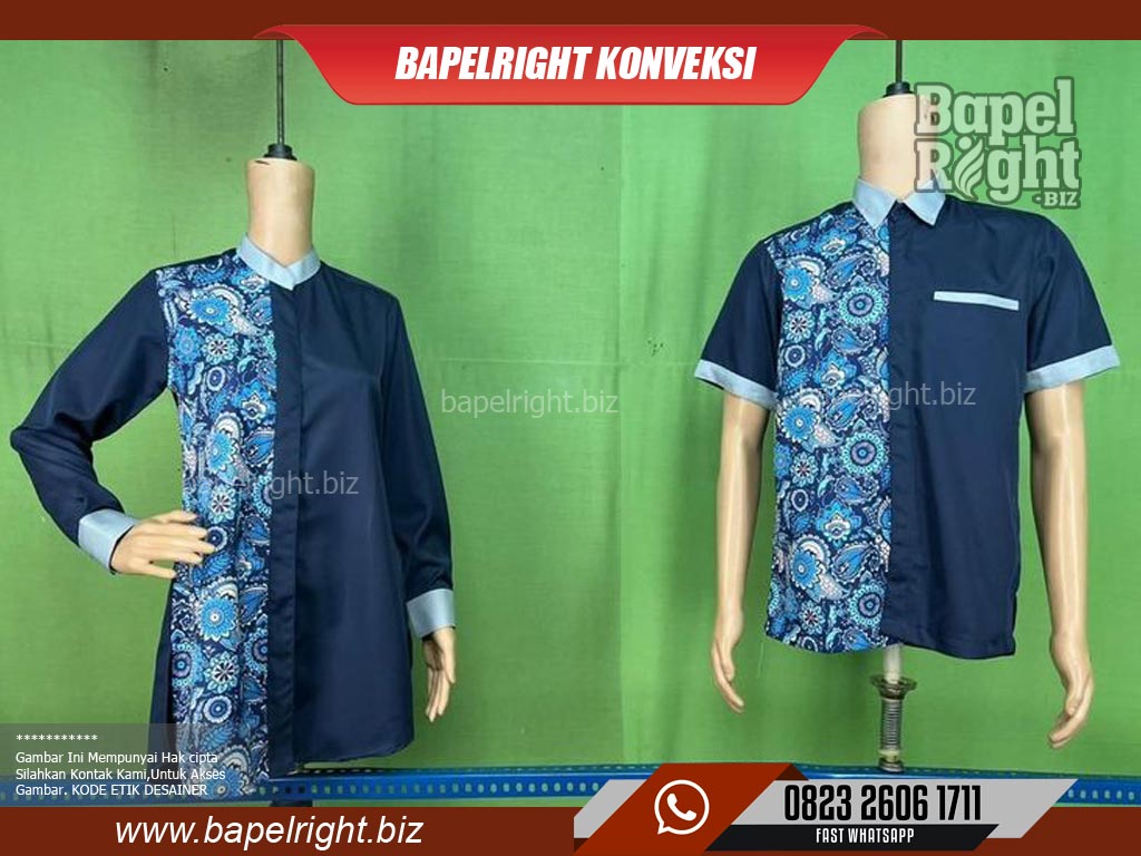 Desain Wearpack biru dongker kombinasi batik