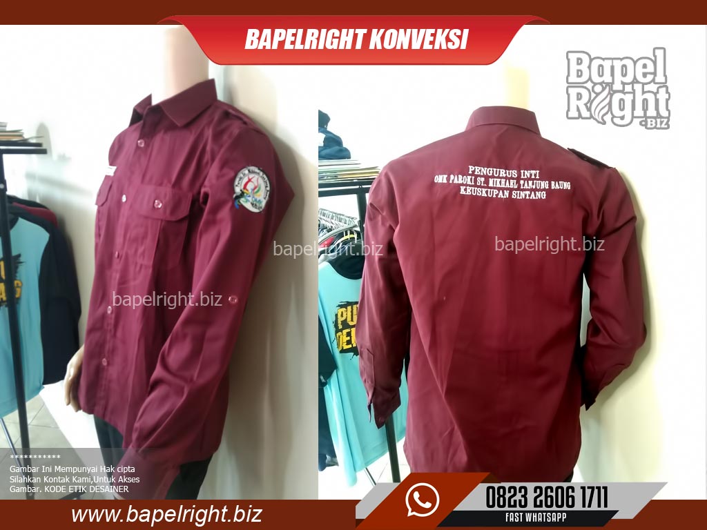 desain pdh merah maroon polos